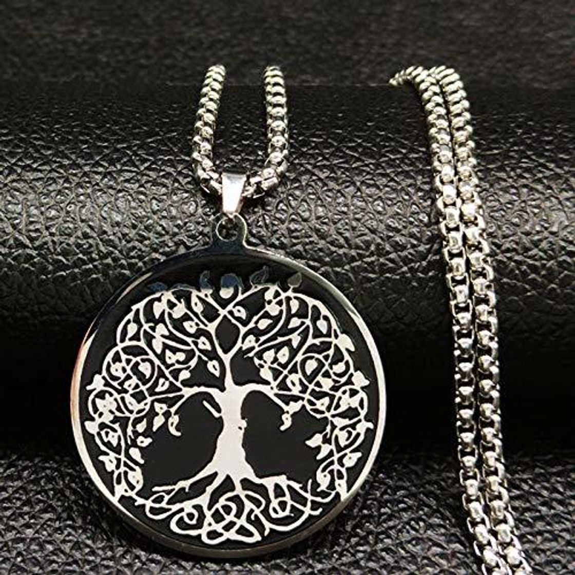Social DYKJ Moda Collares de Acero Inoxidable para Hombres Negro Árbol de la