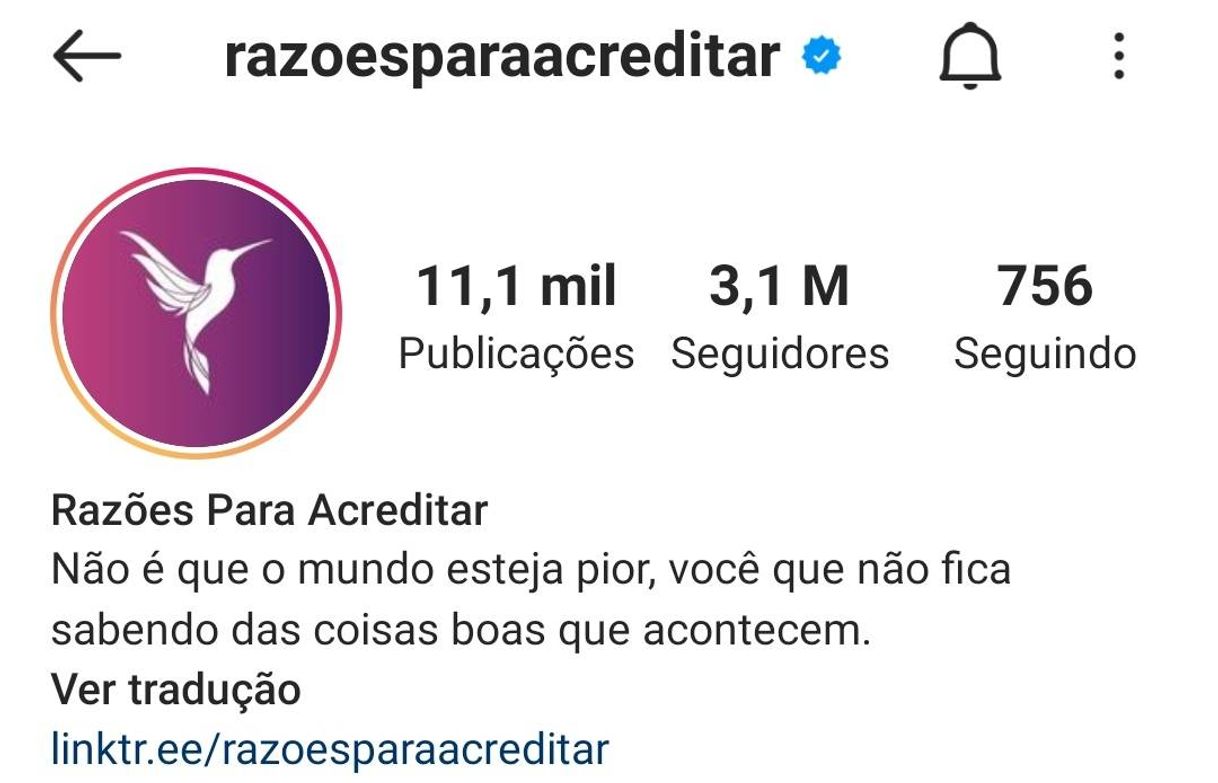 Moda É uma página do Instagram @razoesparaacreditar. 