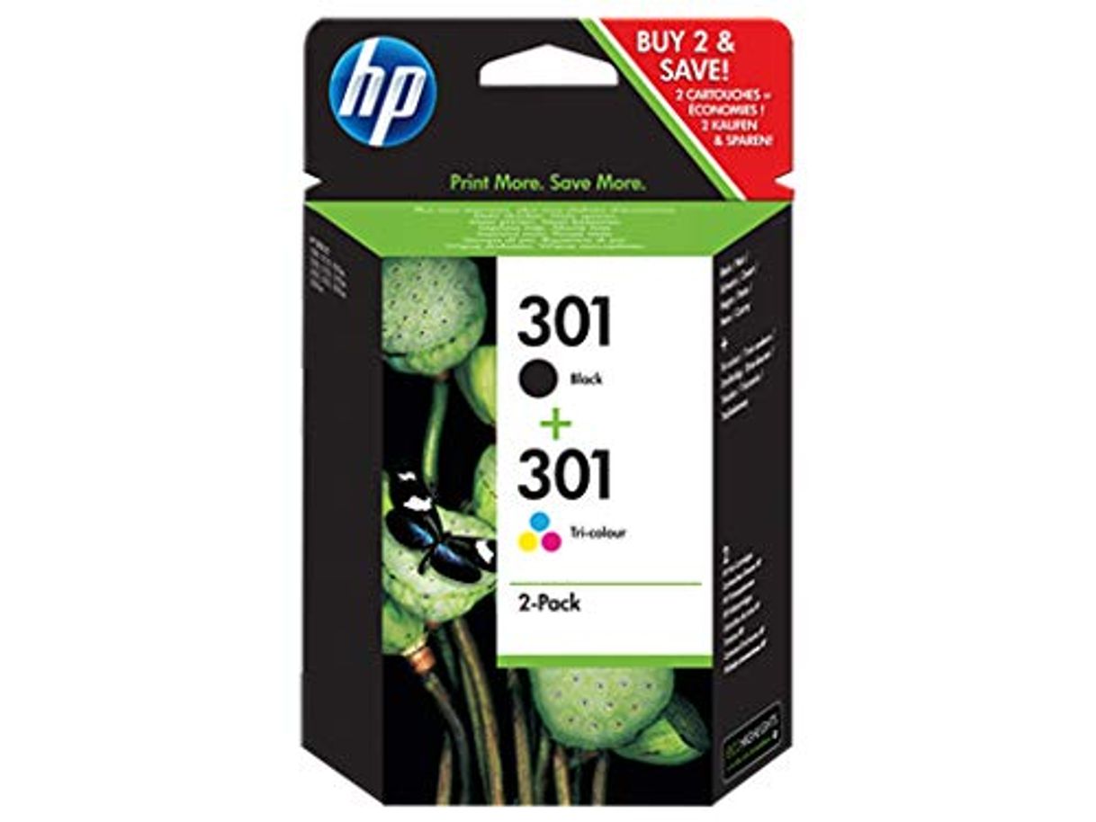 Lugar HP N9J72AE 301 Cartucho de Tinta Original, 2 unidades, negro y tricolor