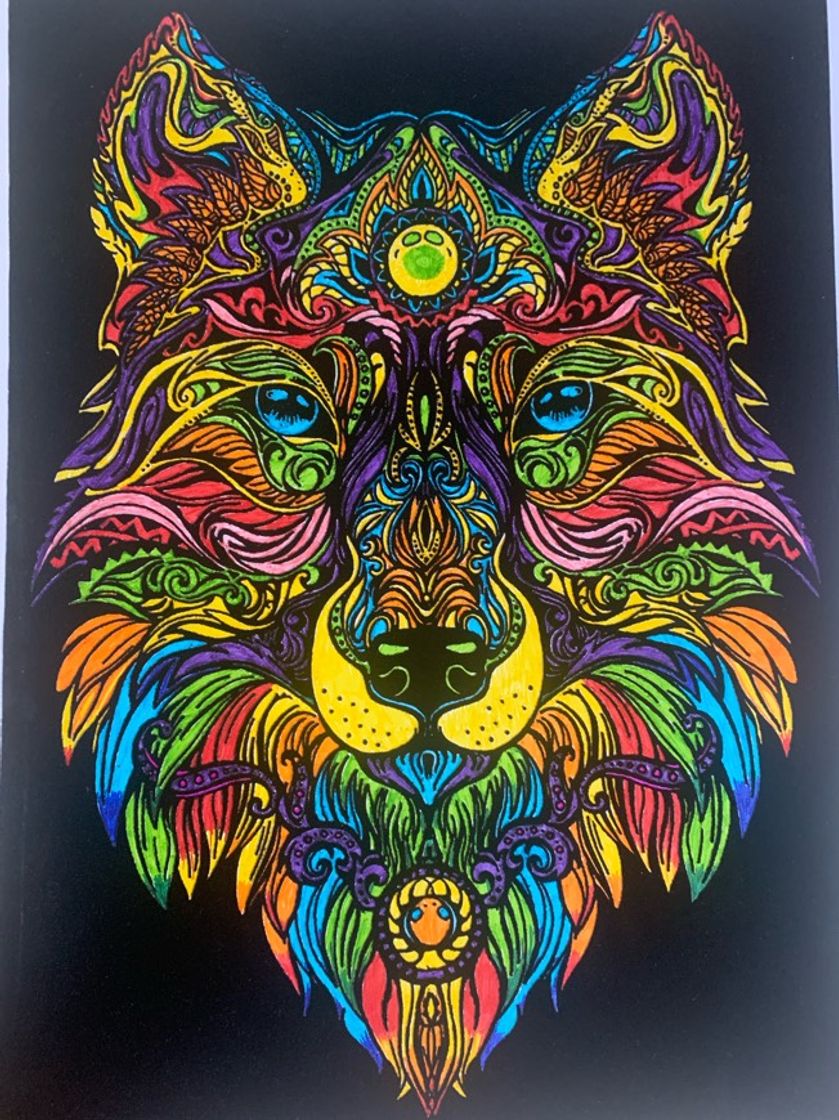 Social Lobo pintado en cuadro colorvelvet