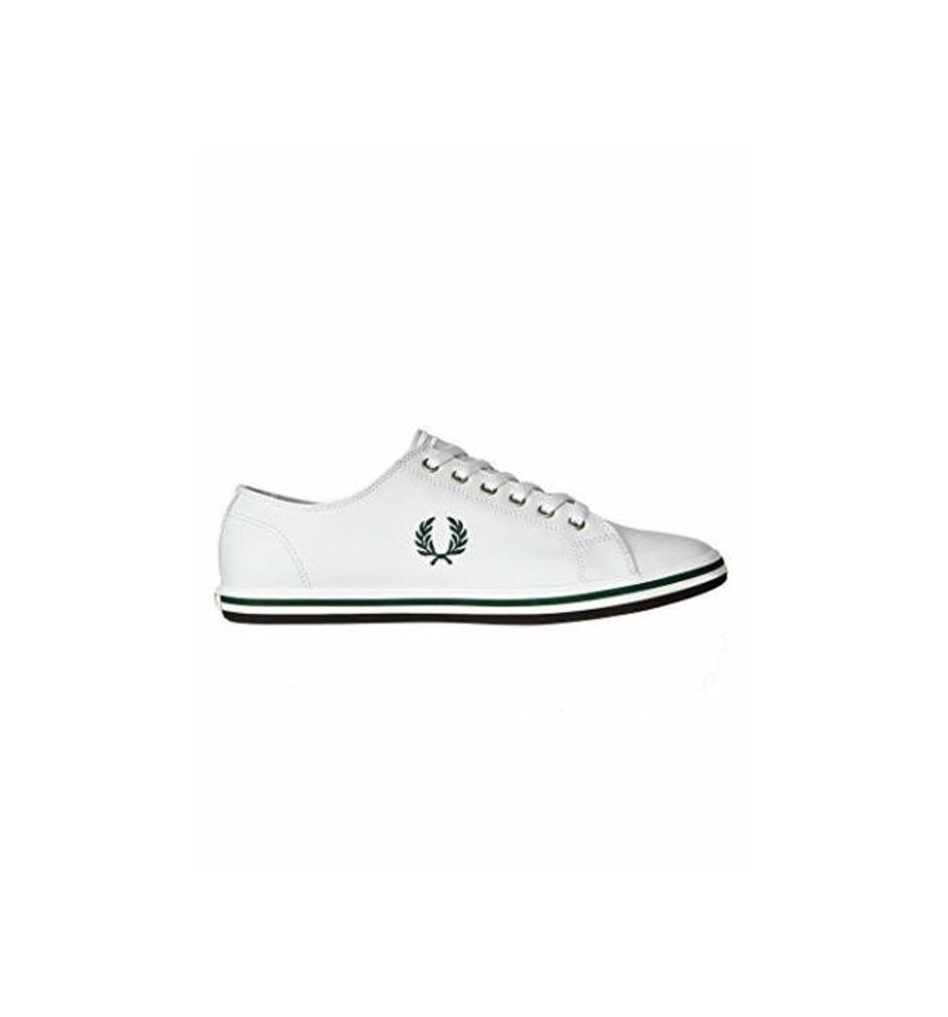 Fashion Fred Perry Kingston Hombres Blanco/Ivy Cuero Zapatillas-UK 8