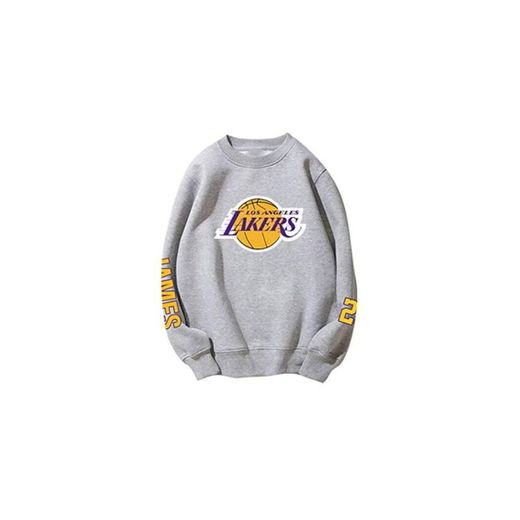 Lakers James Sudaderas de Baloncesto para Hombres y Mujeres Camisa de Manga Larga suéter de Cuello Redondo