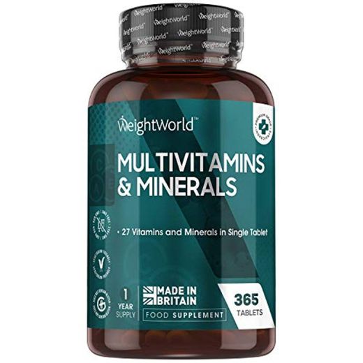 Multivitaminas y Minerales 365 Comprimidos Vegetales - 27 Vitaminas y Minerales Esenciales
