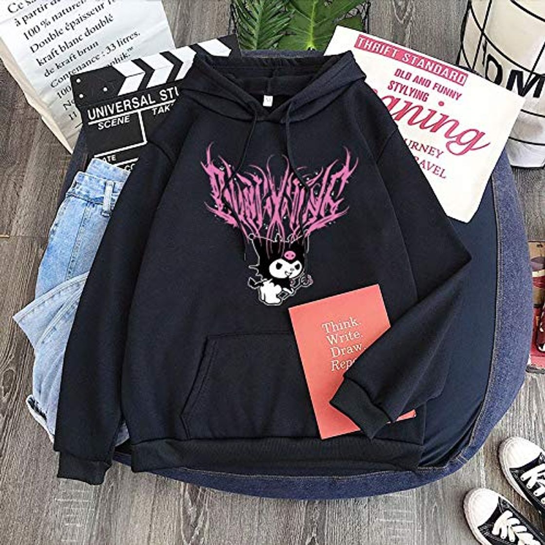 Moda LXY Harajuku - Sudadera con capucha de manga corta con estampado divertido