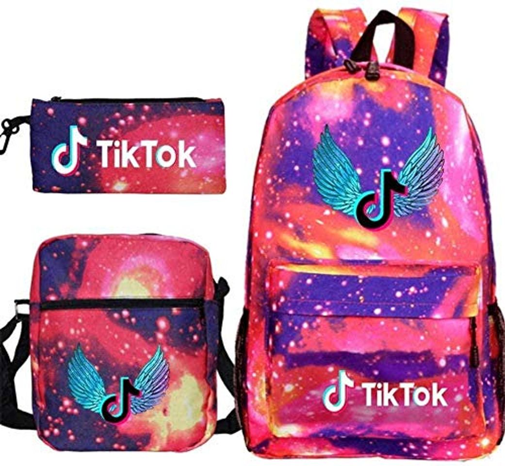 Moda Mochila TIK Tok Mochila Informal TIK Tok Mochila para Ordenador portátil Mochila de Tres Conjuntos de Moda Juvenil