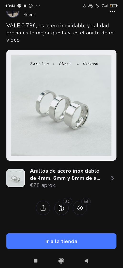 Fashion Anillos acero inoxidable 1€