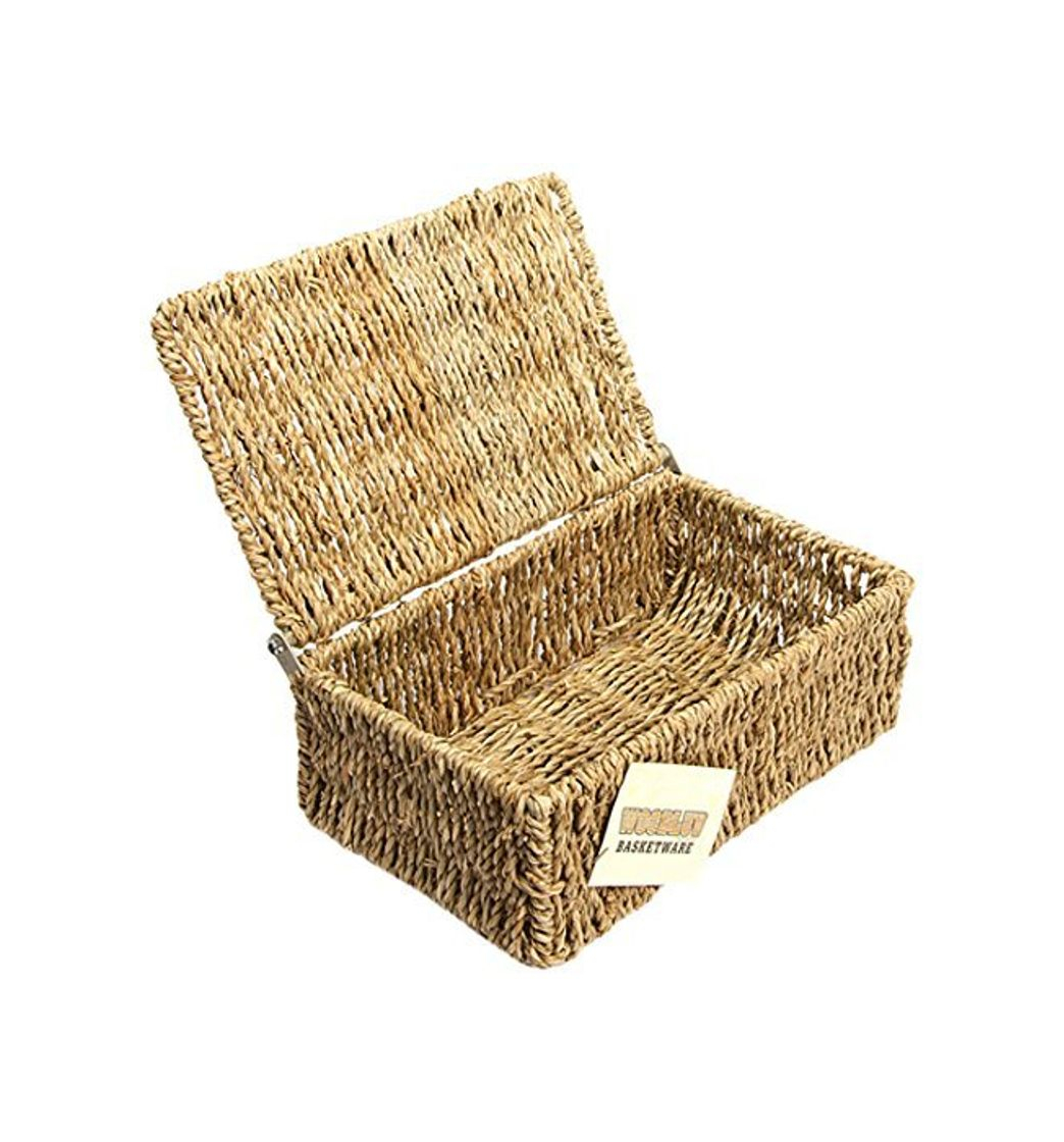 Social woodluv EliteHousewares Cesta de almacenaje de Mimbre con Tapa