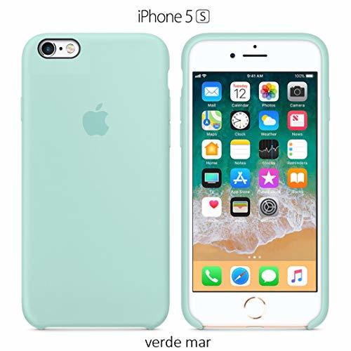 Electronic Funda Silicona para iPhone 5, 5s, SE Silicone Case, Logo Manzana, Textura