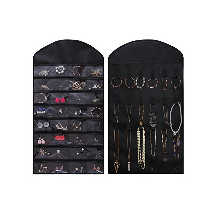 Home Amplio Organizador de Joyas Colgante de Doble Cara Negro armario para joyas-