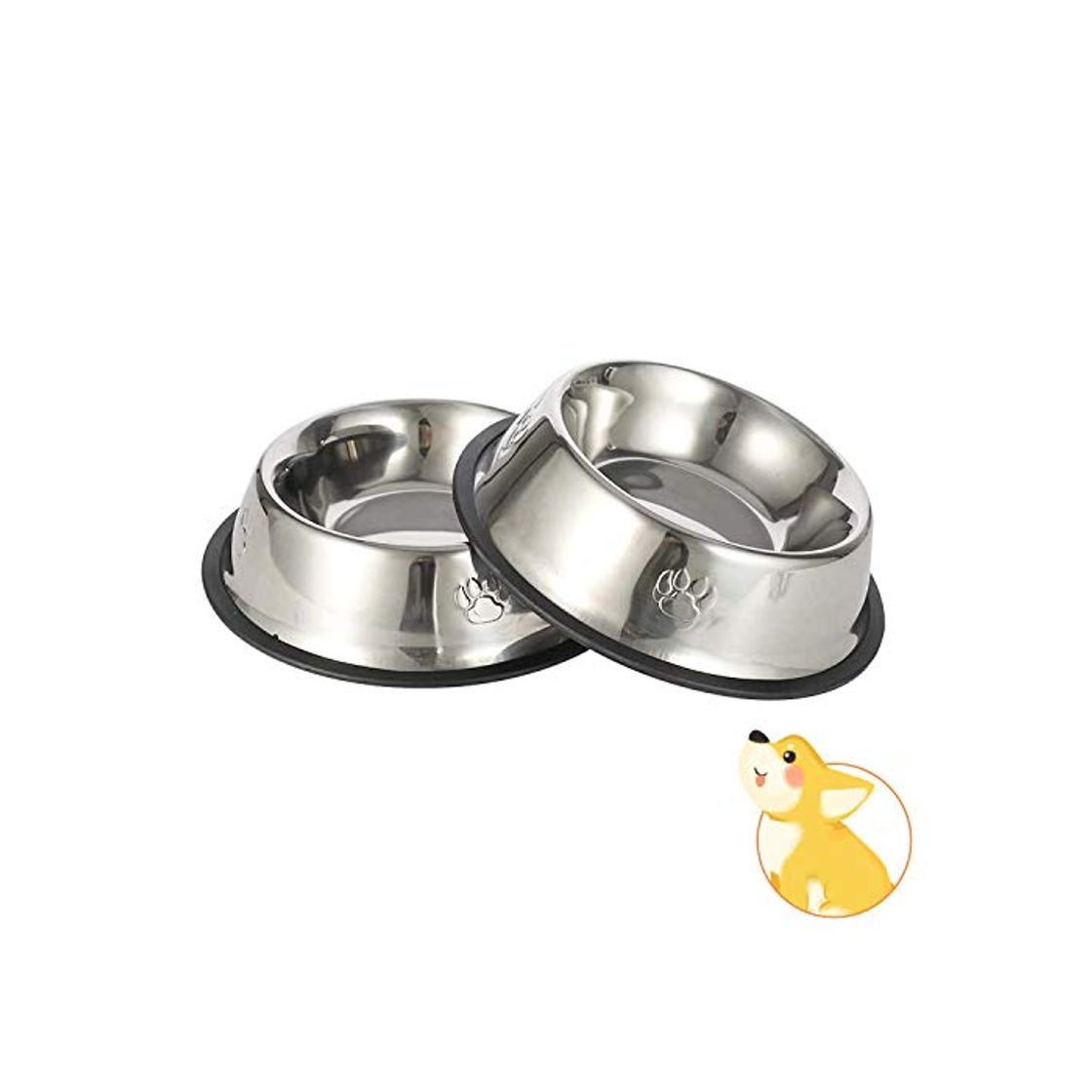 JINYJIA Comedero para Perro de Acero Inoxidable, Comedero y Bebedero Perro Antideslizante,