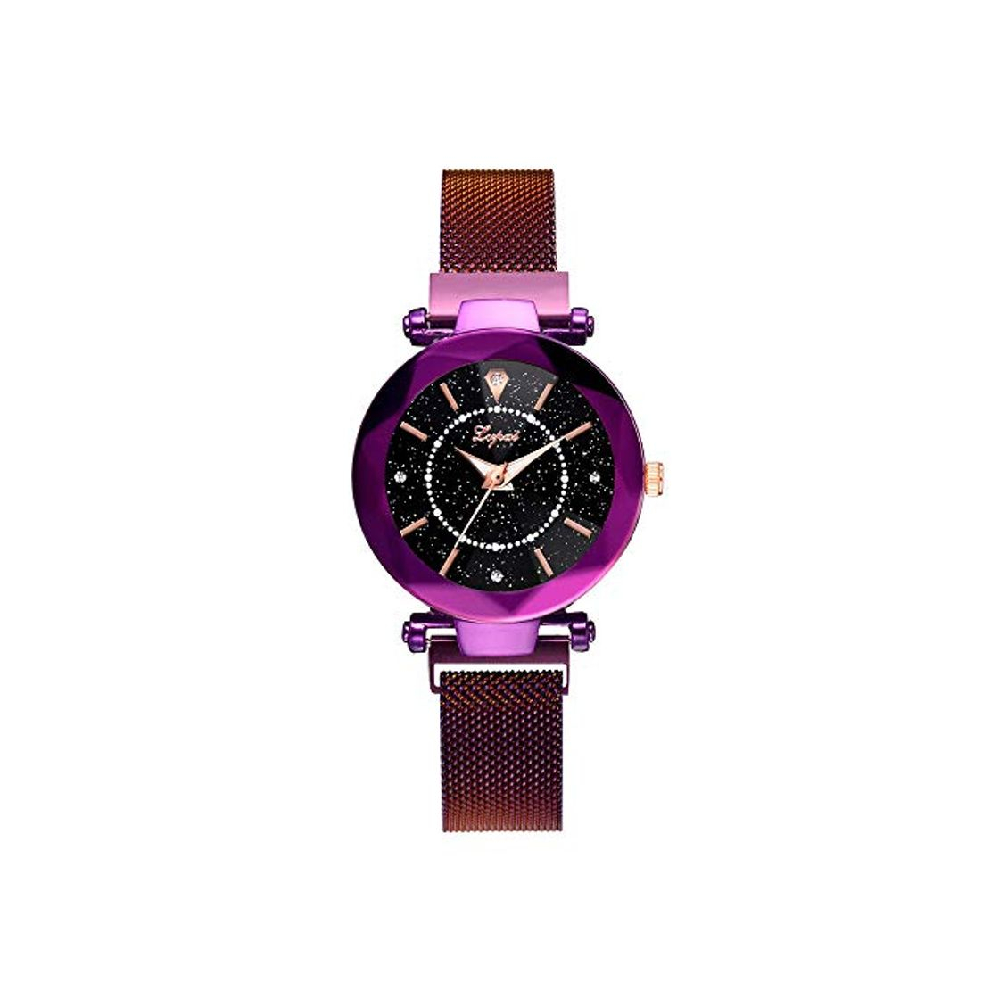 Products WZFCSAE Oro Rosa Relojes de Mujer Cristalino de Acero Inoxidable Malla de Cuarzo Reloj de Pulsera Mujer 2019 Exquisito Reloj Damas Morado