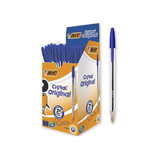 BIC Cristal Original - Caja de 50 unidades, bolígrafos punta media