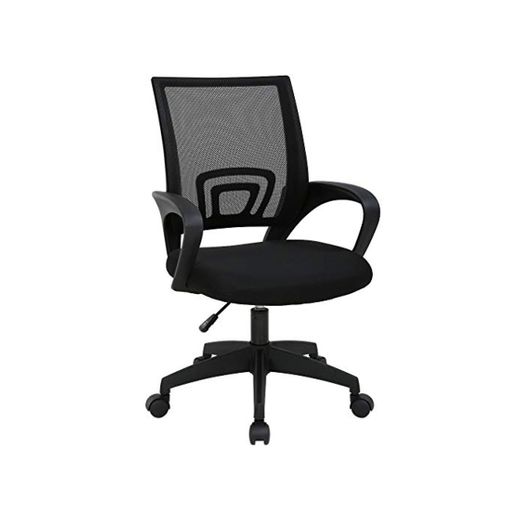 T-LoVendo TY-H03-BLACK Silla de Oficina con Soporte Lumbar