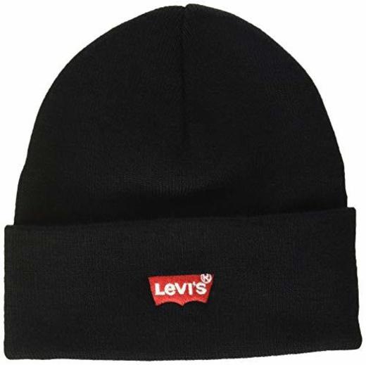 Levi's Red Batwing Embroidered Slouchy Beanie Gorro de Punto, Negro