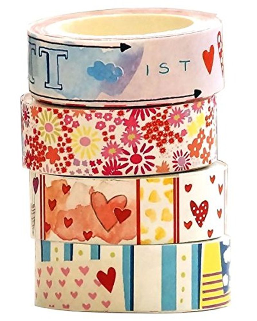 Book Washi Tapes Set Blumen und Herzen