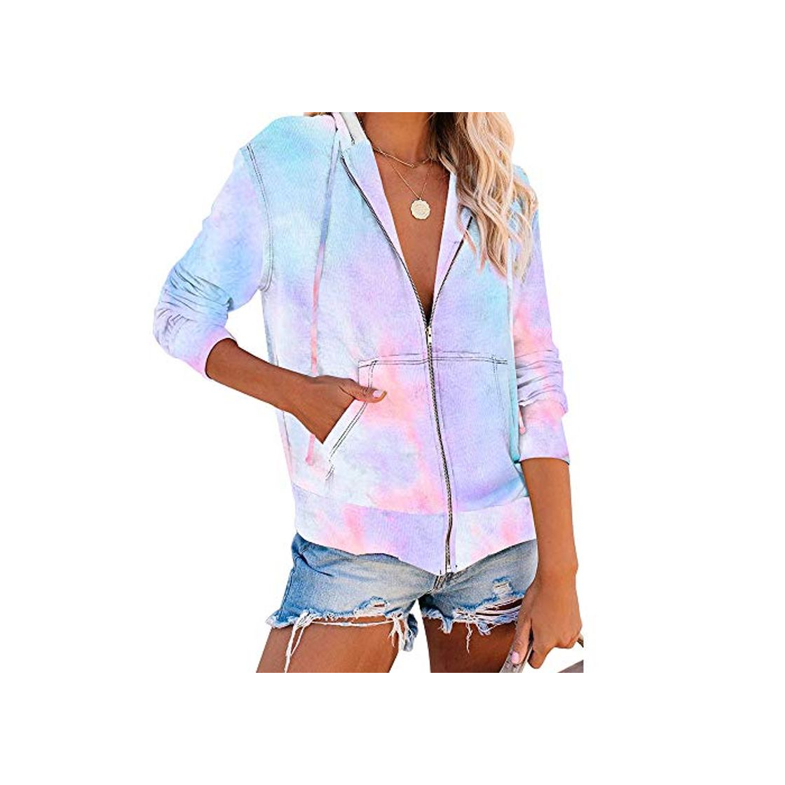 Social iMixCity Sudadera con Capucha y Cremallera Completa para Mujer Sudadera con Estampado