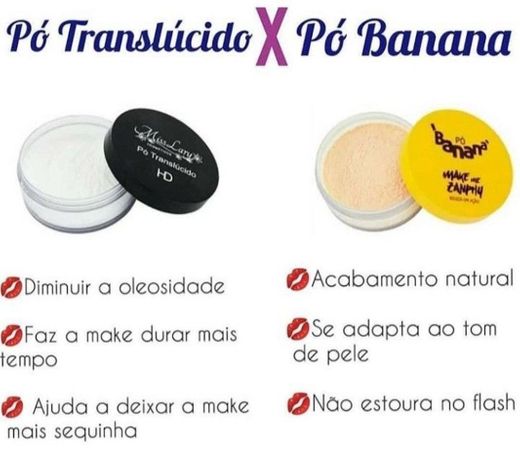 Principais diferenças entre o pó translúcido e o pó banana 