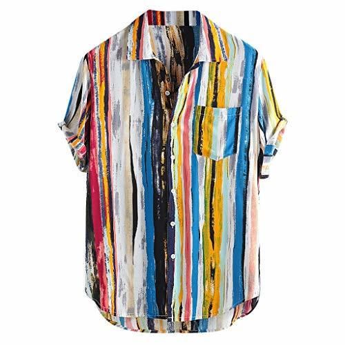 LHWY Camisa de Hombre Tops Shirt 2019 New Mens Multi Color Lump