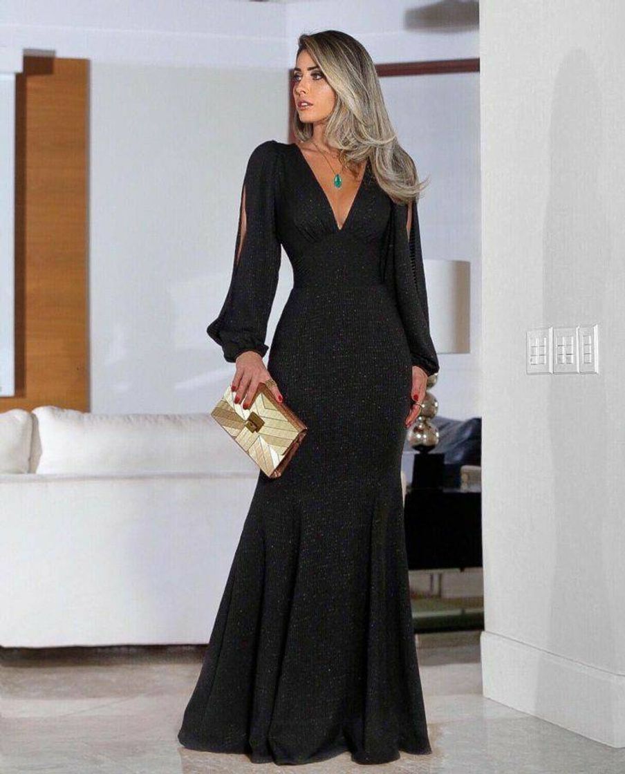 Moda Vestido Longo Preto