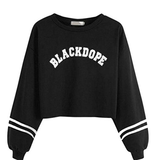 Mujer Sudaderas Cortas, Venmo 2017 Otoño BLACKDOPE Impresión Manga Larga Blusa Tops