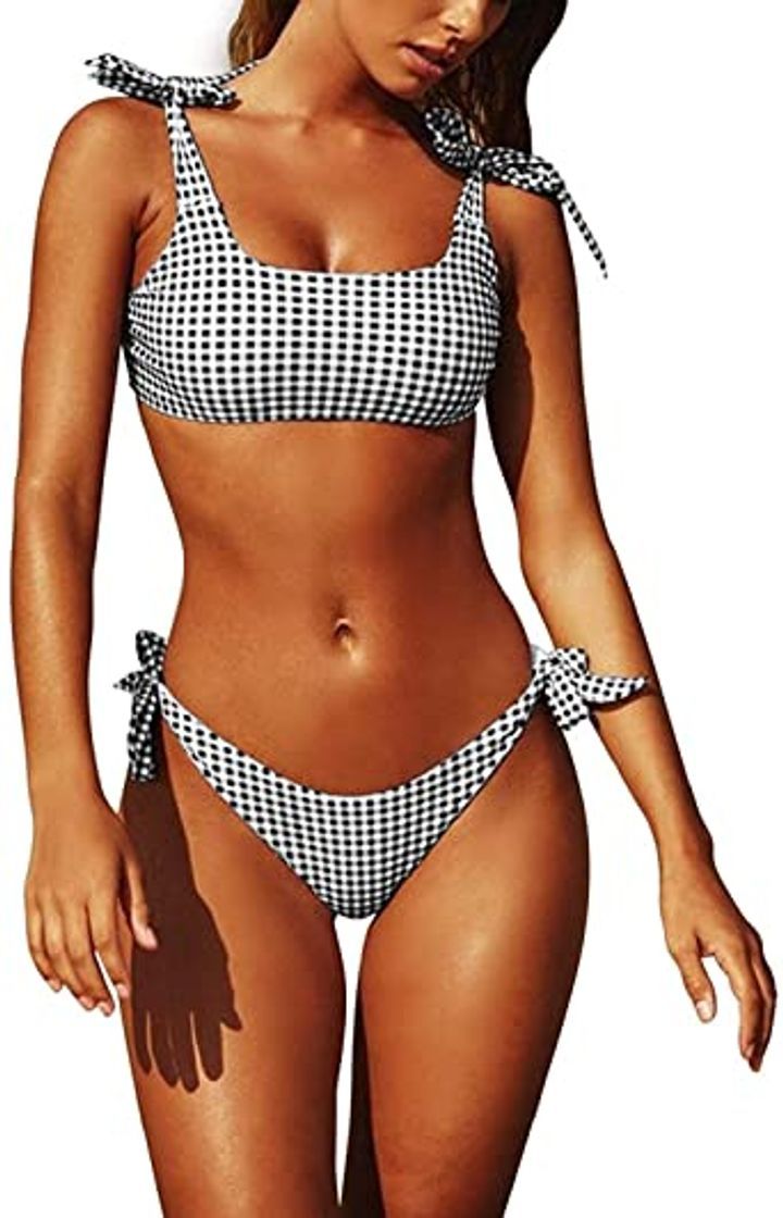 Product Yuson Girl Conjuntos De Bikini De Talle Alto a Tartán Sexy Retro