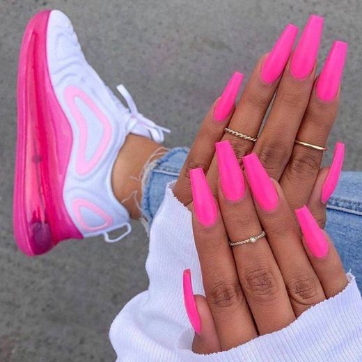 nails rosa neon 🖇️