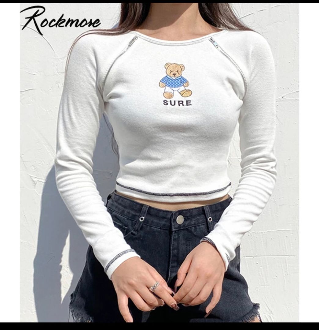 Social Rockmore-camisetas estéticas Y2K para mujer, Tops cortos. 