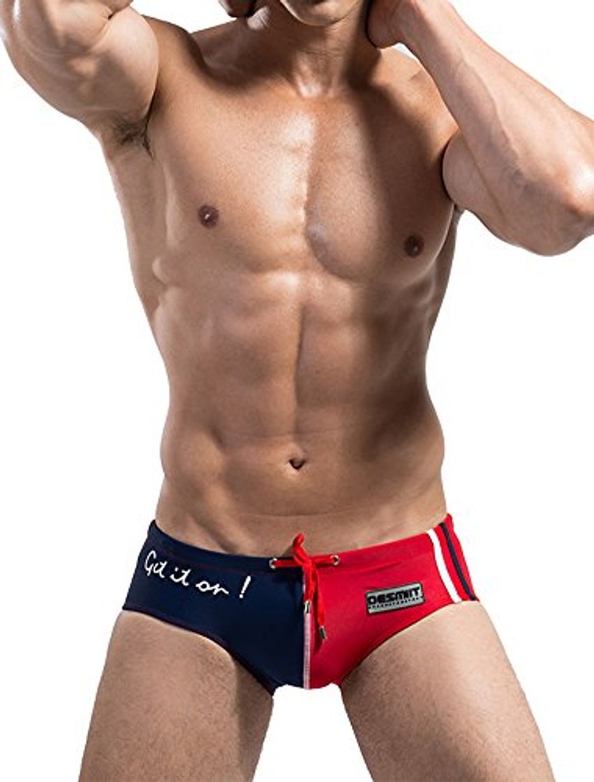 Fashion Ateid Bañador de Natación Slip para Hombre Rojo L