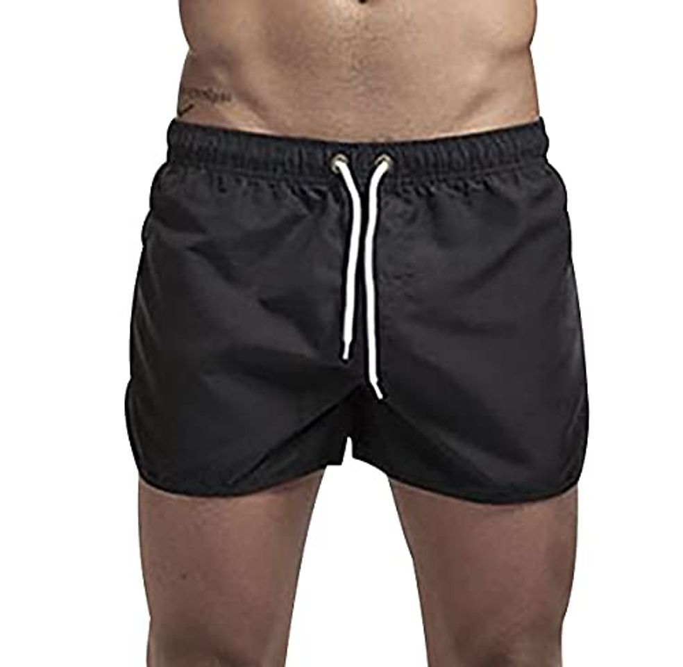 Fashion Bañador Natacion Hombre Bañadores Secado Rapido Hombre Traje de Baño Hombre Bañador Surf Corto Deportivo Piscina Natación Short Playa Surfero Hombre Deportivos Cortos Talla Grande Casual Negro M