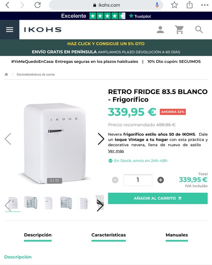 Fashion Frigo retro mini blanco