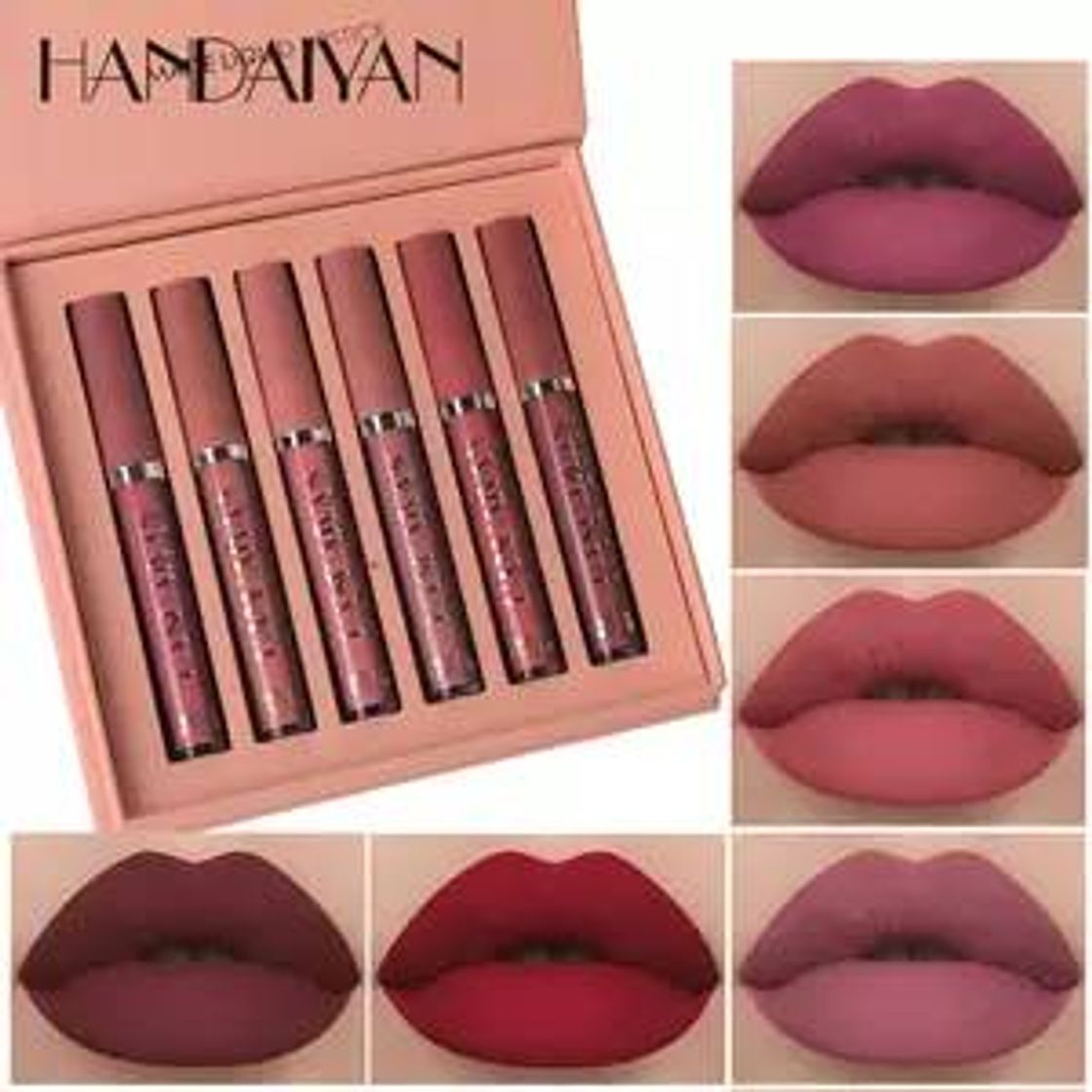 Fashion Handaiyan conjunto de batom líquido, kit de 6 cores