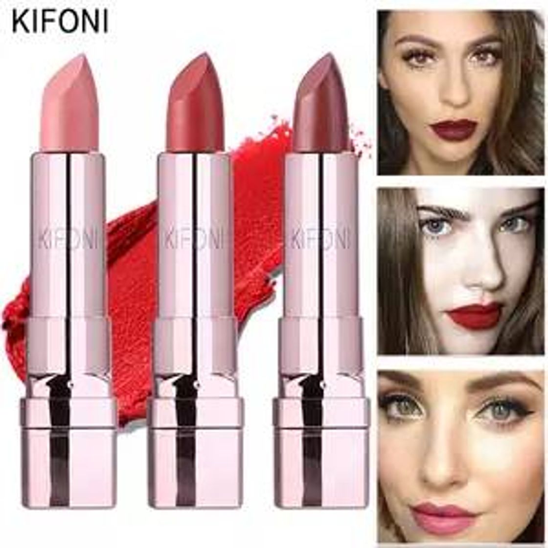 Fashion Kifoni batom mate cosmético beleza maquiagem, batom vermelho