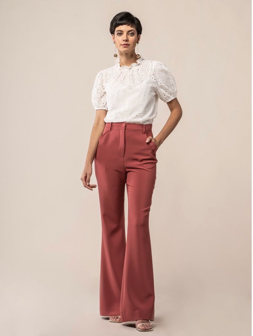 Moda Calça De Alfaiataria Flare Rosé