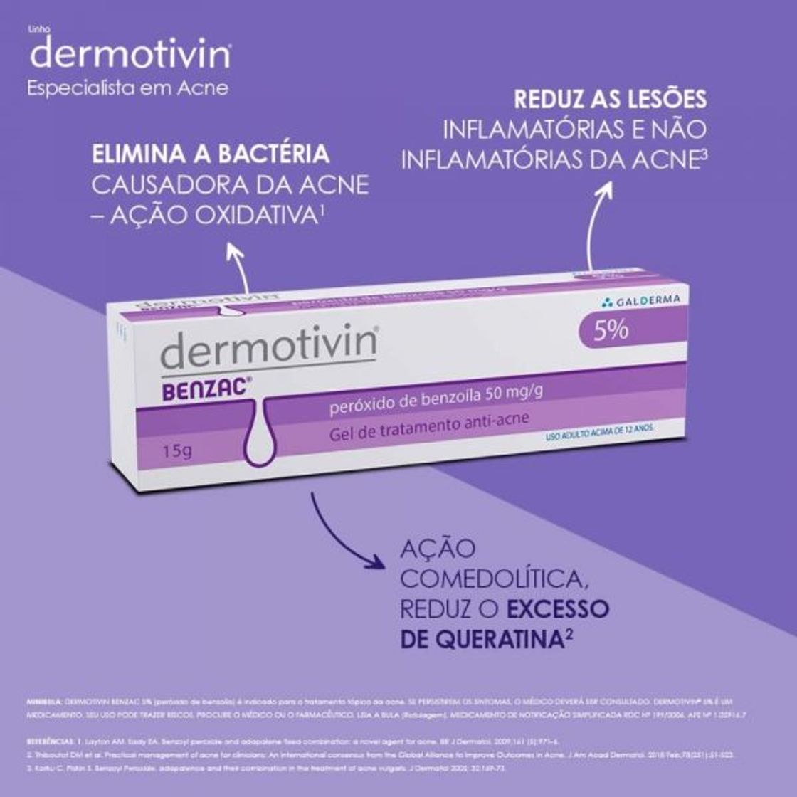 Productos Gel de Tratamento Antiacne Dermotivin Benzac 5% 15g