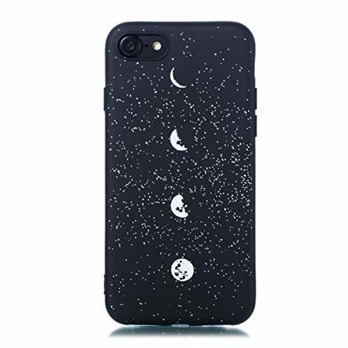 Electrónica CUAgain Funda Compatible con iPhone 8/iPhone 7 Silicona Dibujos Motivo Negro Kawaii