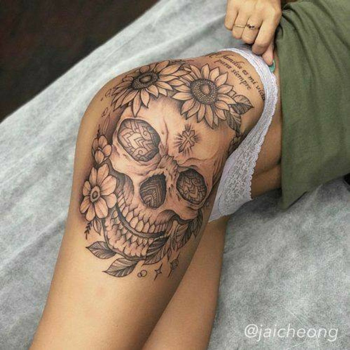 Moda Tatto  caveira #flores