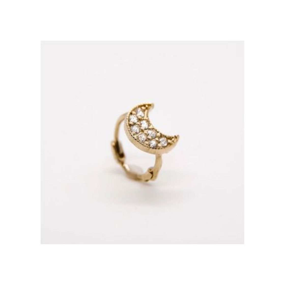 Producto 14k yellow solid gold teeny tiny moon hoop earring