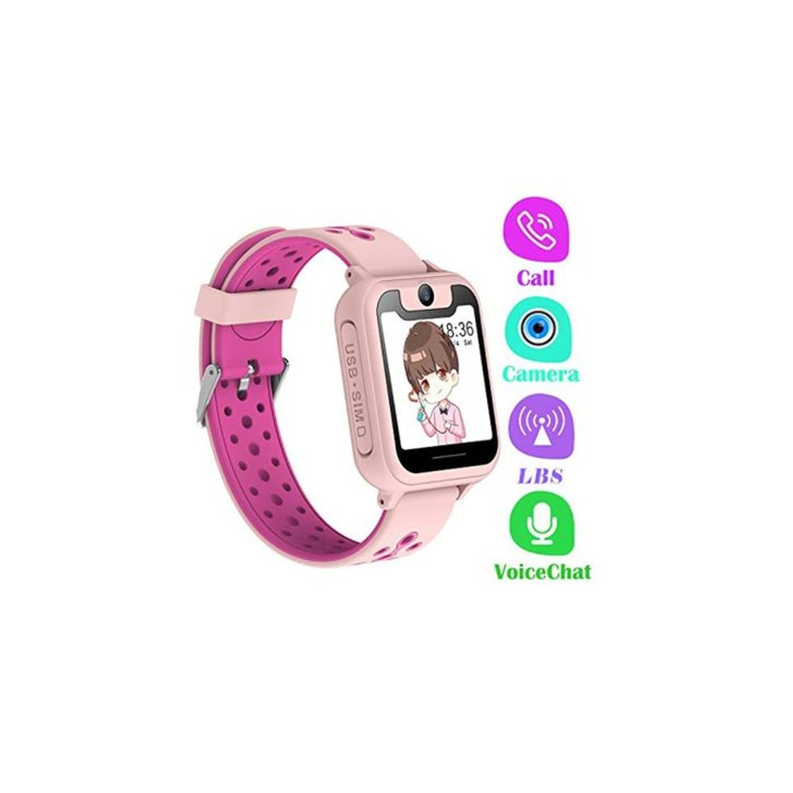 Electronic PTHTECHUS Telefono Reloj Inteligente LBS Niños - Smartwatch con Localizador LBS Juegos