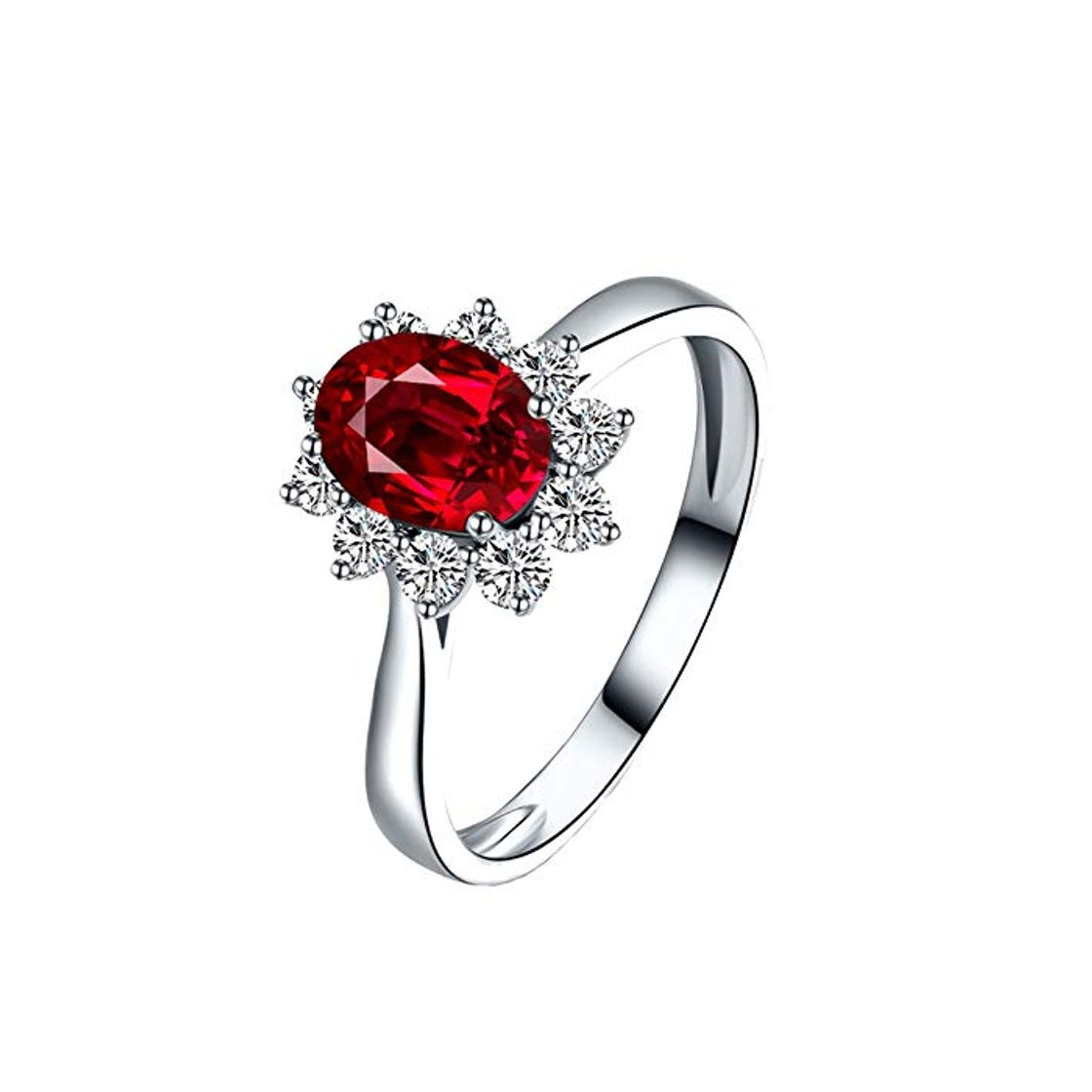 Daesar Anillos 18 Kilates Anillo Oro Blanco Diamante Rubí 1 ct Anillo Solitario Anillos Boda Mujer Anillo Alianza Oro Blanco Tamaño 15