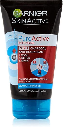 Garnier Pure Active 3in1 Charcoal Blackhead Mask Wash Scrub
