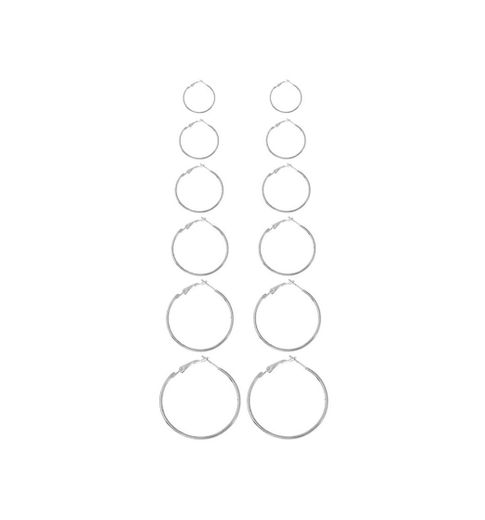 Mixed Sized Design Hoop Earring Set 6pairs