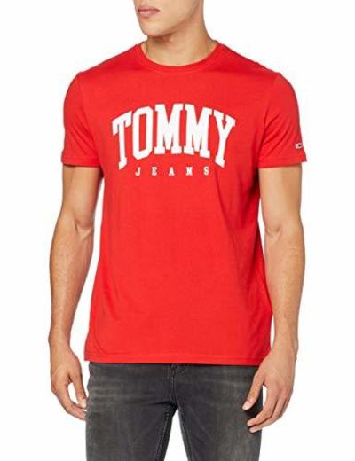 Tommy Jeans TJM Essential Logo tee Camisa para Hombre, Rojo