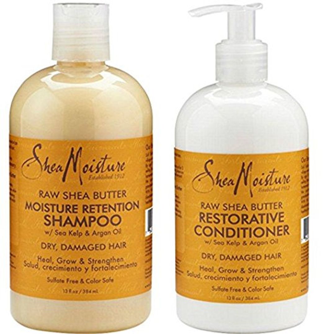 Producto Shea Moisture Raw Shea Butter, DUO set Moisture Retention Shampoo