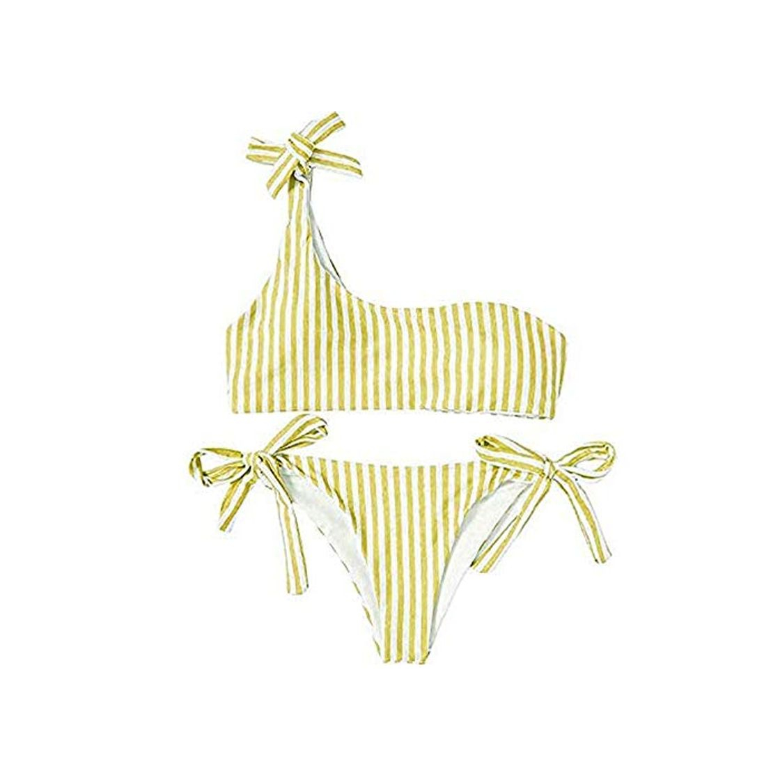 Social heekpek Bikini a Rayas Mujer Top Push Up Relleno Braga con Lazos Traje de Baño Playero Bañador de 2 Piezas Biquini Playa Tallas Grandes