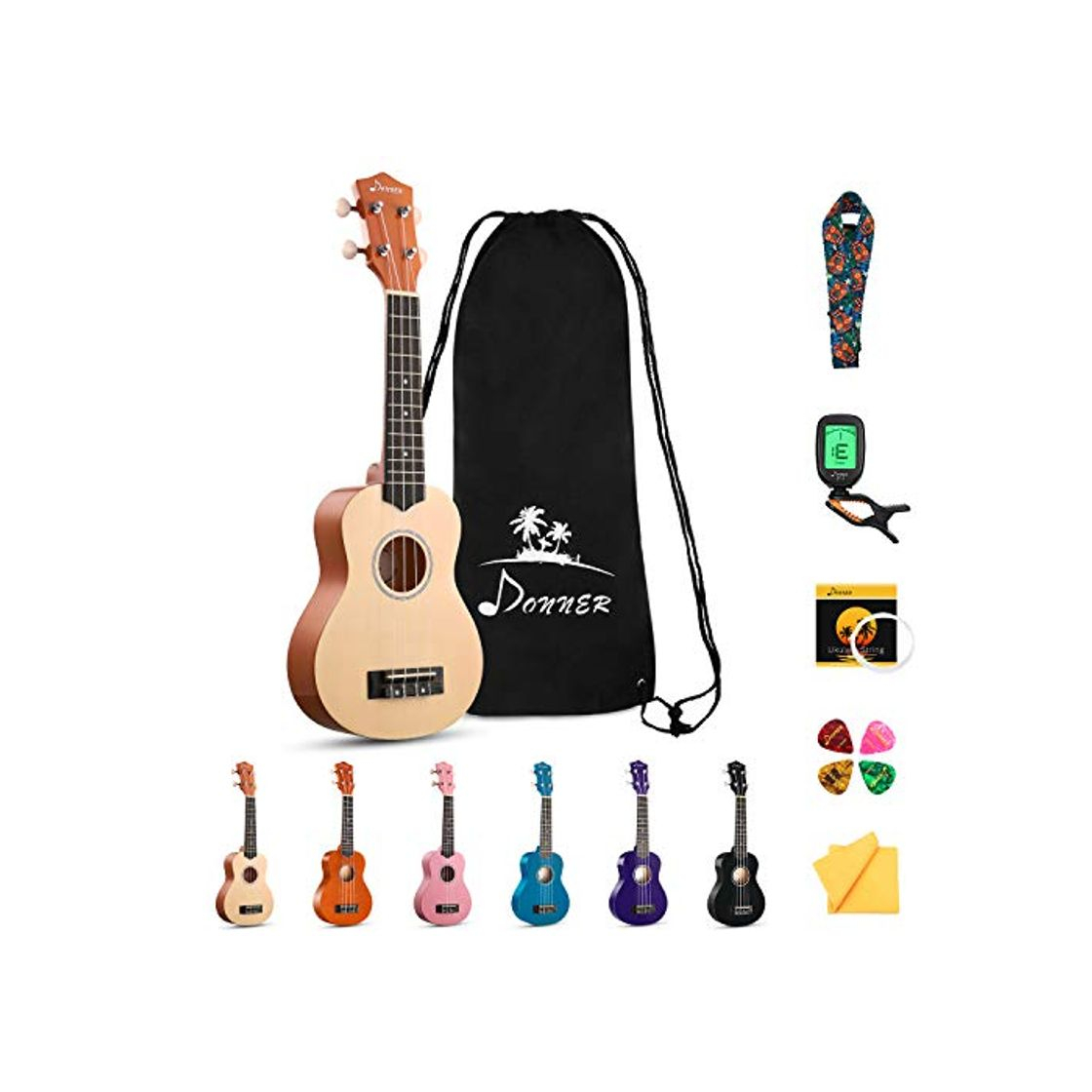 Product Donner Ukelele Soprano para Principiantes Ukulele Kit 21 Pulgadas Niños Adulto con