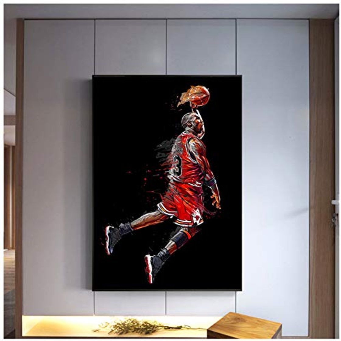Social Michael Jordan Poster Fly Dunk Baloncesto Pintura de arte abstracto Cuadros de