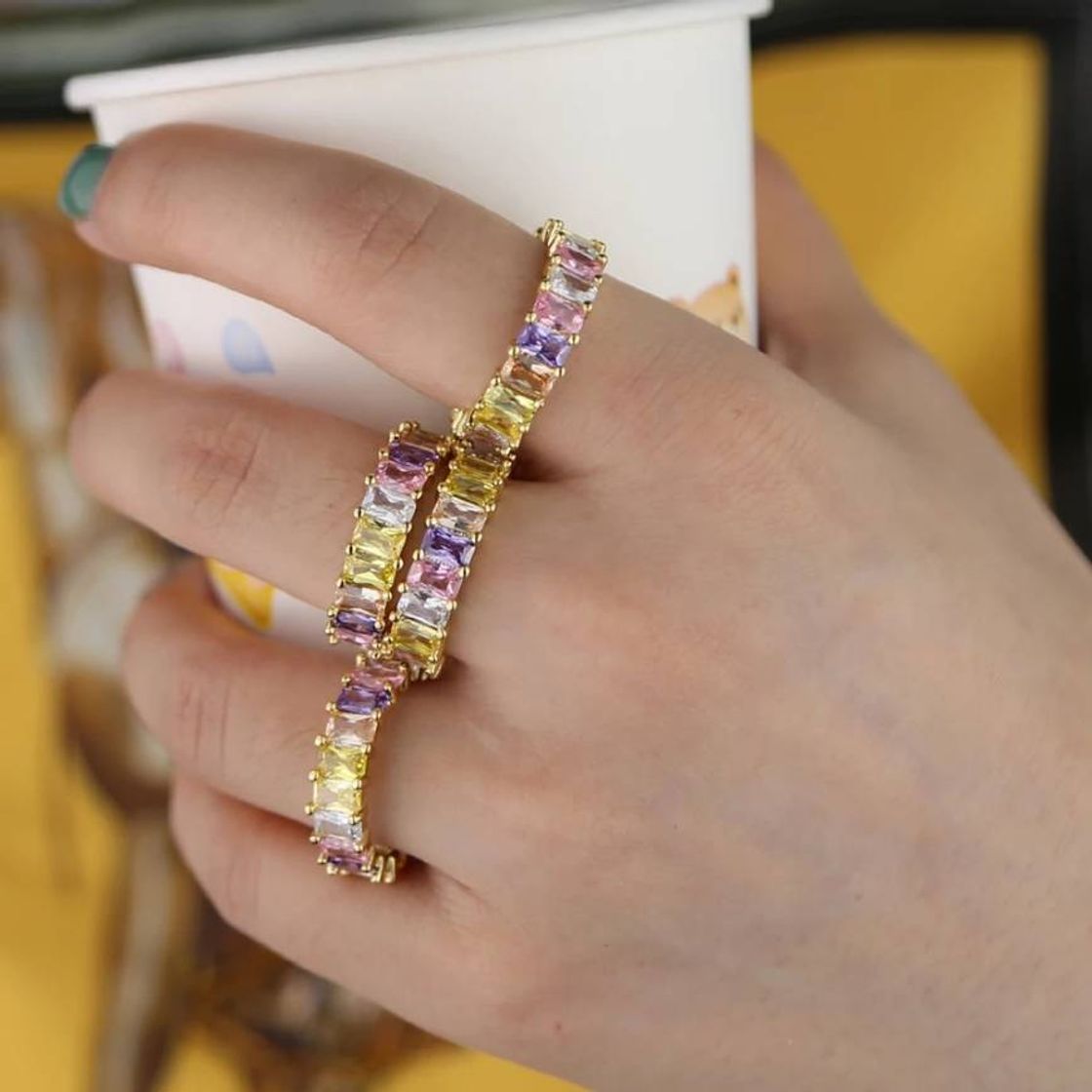 Moda Ring with colorful baguettes 