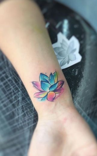 Watercolor lotus tattoo 