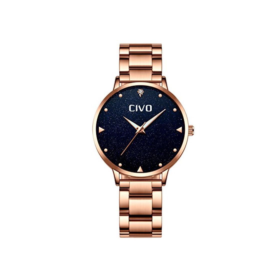 Social CIVO Relojes Mujer Impermeables Acero Inoxidable Relojes de Pulsera Mujer Oro Rosa Cielo Estrellado Minimalista Vestido Elegante Designer Delgado Reloj Analógico para Mujer Dama Girls