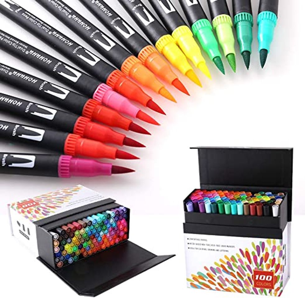 Social HOHUHU 100 Colores Con doble Rotuladores Punta Pincel